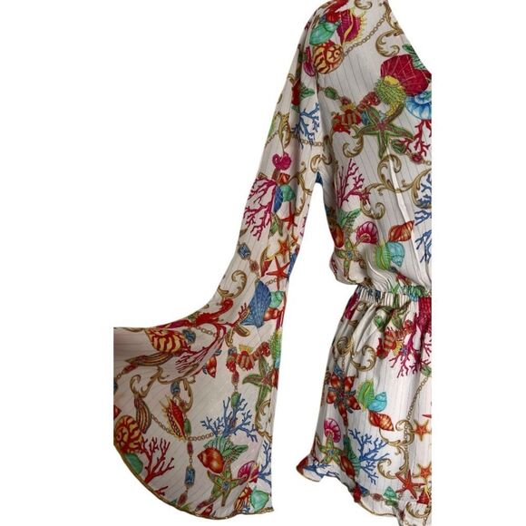 LULI FAMA  Bell Sleeves Ocean-Inspired Romper Style Size M - Picture 7 of 9